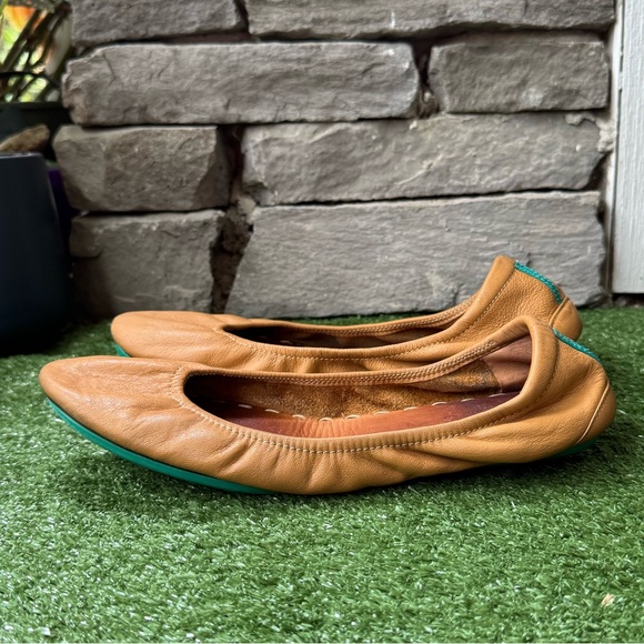 TIEKS By Gavrieli Camel Leather Ballet Flats Women's Shoes - Picture 3 of 12